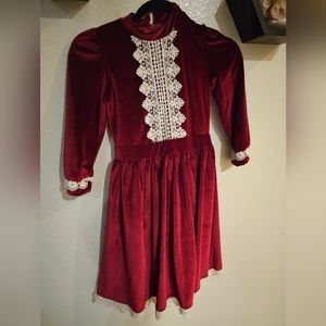 Trish Scully Child Red Wine Velvet Dress